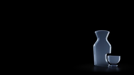3d rendering frosted glass symbol of sake isolated with reflection