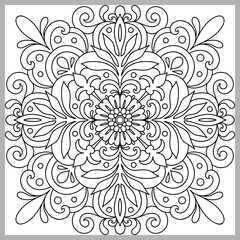 Vector decorative ornament. Tile pattern. Coloring page. Linear art.
