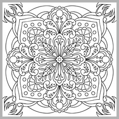 Vector decorative ornament. Tile pattern. Coloring page. Linear art.