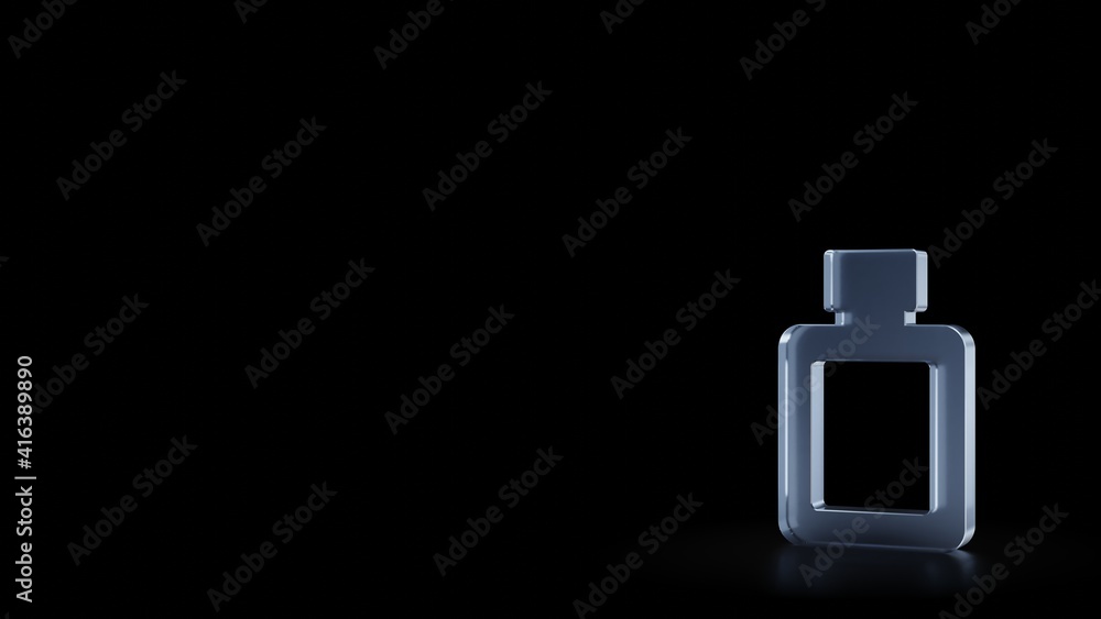 Poster 3d rendering frosted glass symbol of perfume isolated with reflection
