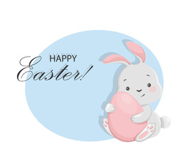 Happy Easter. Funny bunny cartoon character