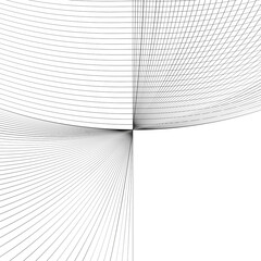 Fototapeta premium Black and white intersecting lines, twisted mesh element isolated on white