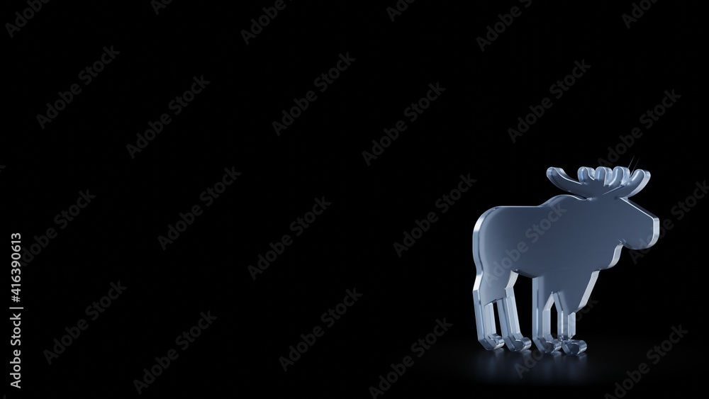 Poster 3d rendering frosted glass symbol of moose isolated with reflection