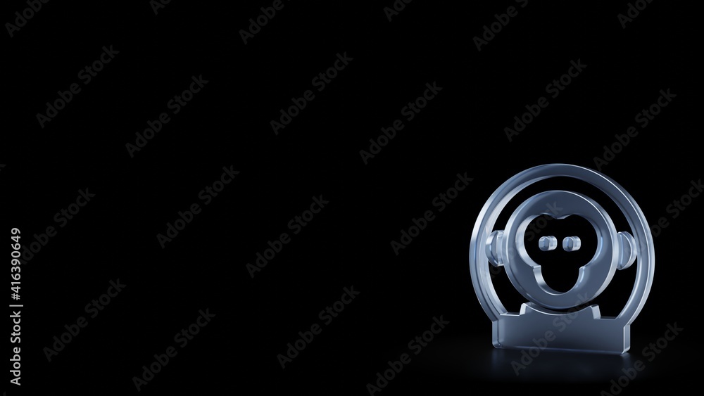 Aufkleber 3d rendering frosted glass symbol of monkey astronaut isolated with reflection