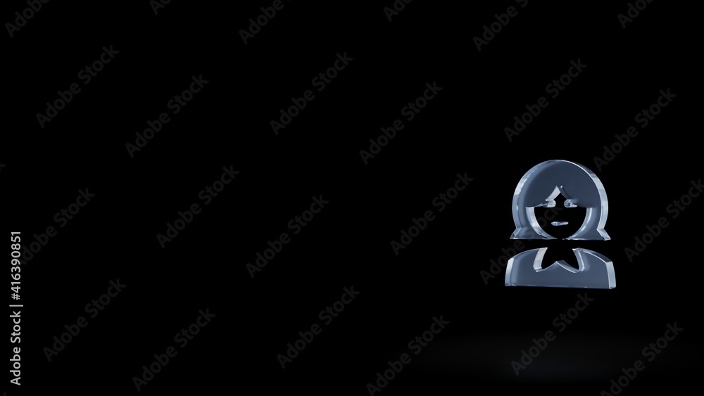 Poster 3d rendering frosted glass symbol of matryoshka isolated with reflection