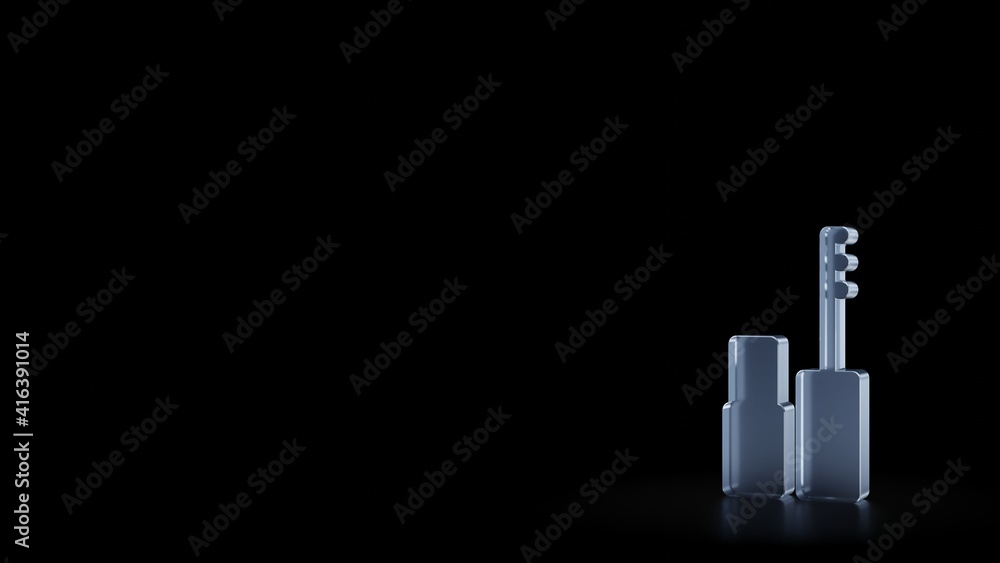 Poster 3d rendering frosted glass symbol of mascara isolated with reflection