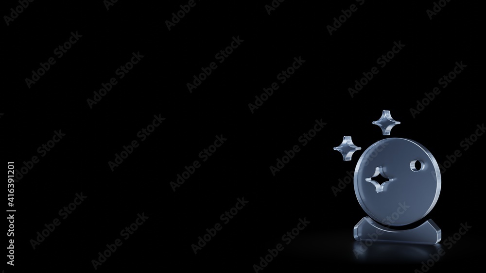 Poster 3d rendering frosted glass symbol of magic ball isolated with reflection
