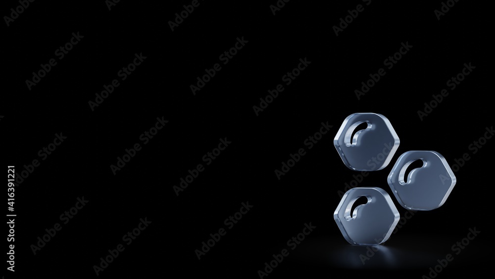 Poster 3d rendering frosted glass symbol of lupin isolated with reflection