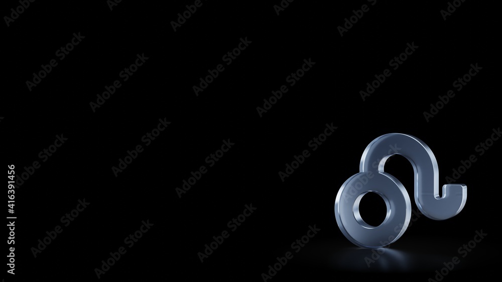 Poster 3d rendering frosted glass symbol of leo zodiac isolated with reflection