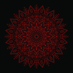 Vector Mandala Design, mandala line art design vector, Circular Mandala, Round mandala on black isolated background. mandala design for Coloring book page