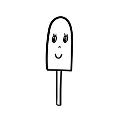 Cute cartoon style ice cream. Vector illustration.