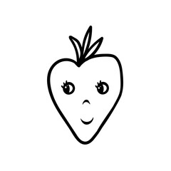 Cartoon strawberry. Vector illustration. Fruit with eyes and smile.