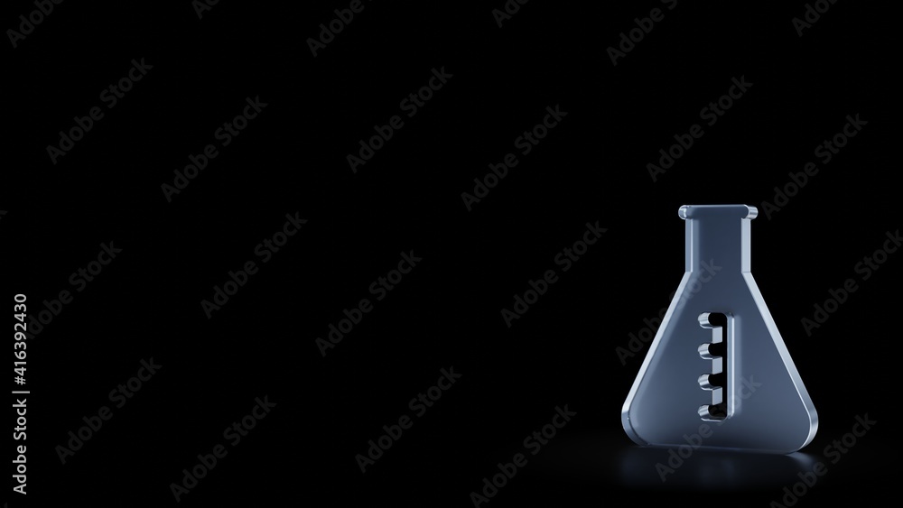 Poster 3d rendering frosted glass symbol of chemical flask isolated with reflection