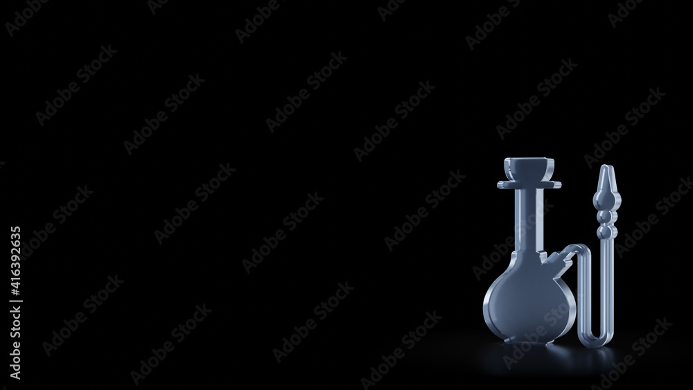 Poster 3d rendering frosted glass symbol of hookah isolated with reflection