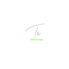 TE initial handwritten calligraphy, for monogram and logo