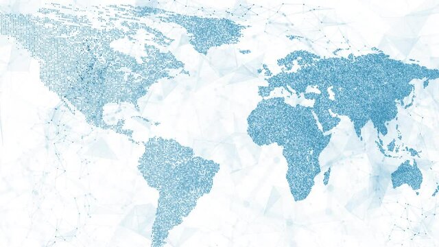 abstract blue world map on white isolated background