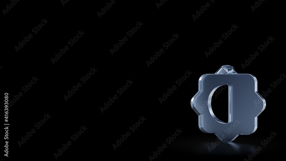 Poster 3d rendering frosted glass symbol of half camera isolated with reflection