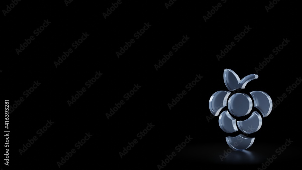 Aufkleber 3d rendering frosted glass symbol of grape isolated with reflection