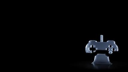 3d rendering frosted glass symbol of game controller isolated with reflection