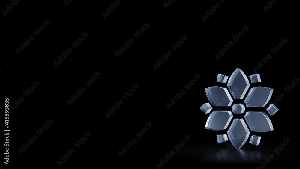 Poster 3d rendering frosted glass symbol of flora isolated with reflection