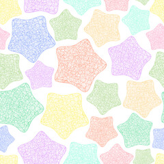 Starfish pattern. Underwater print. Summer ocean backdrop. Line art sea animal pattern. Hand drawn sea world texture. Starfish background. Sea star texture. Fabric starfish, textile texture.