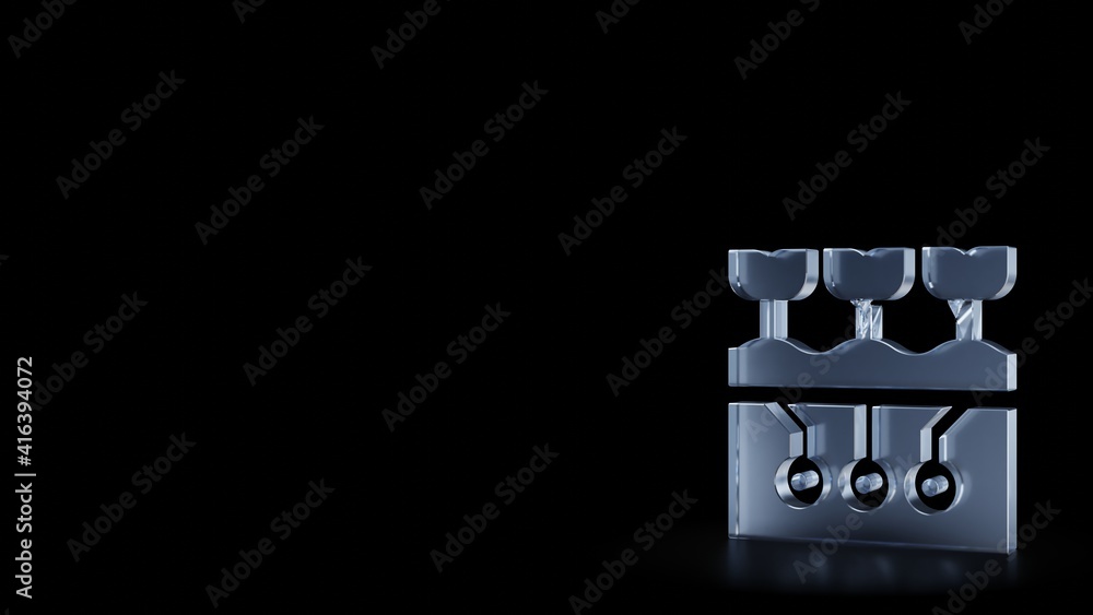 Poster 3d rendering frosted glass symbol of farming isolated with reflection