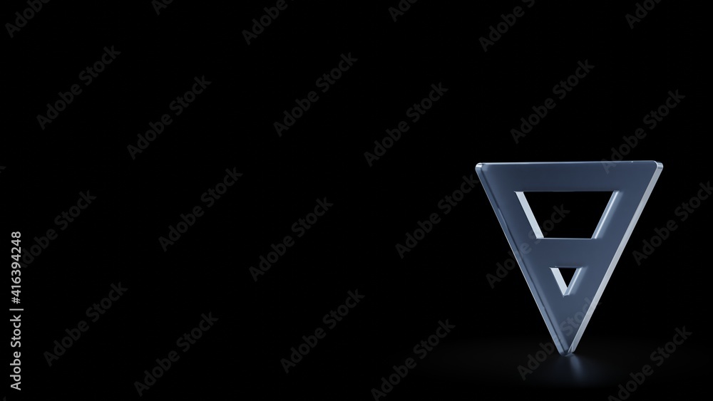 Poster 3d rendering frosted glass symbol of earth symbol isolated with reflection