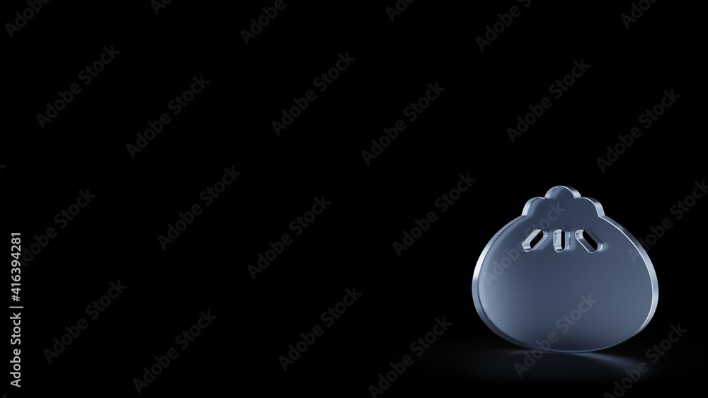 Poster 3d rendering frosted glass symbol of dumpling isolated with reflection