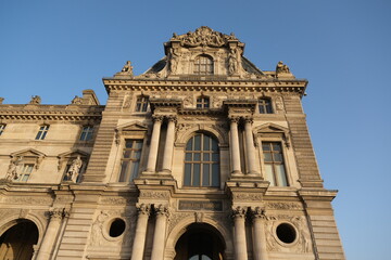 The facade of the Louvre museum in march 2021. The museum was closed due to the coronavirus pandemic.