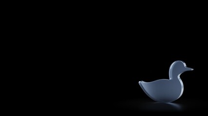 3d rendering frosted glass symbol of duck isolated with reflection