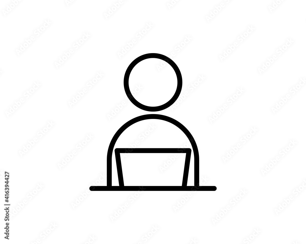 Poster blogger internet user. office worker. co working place. flat icon for apps and websites. thin line i