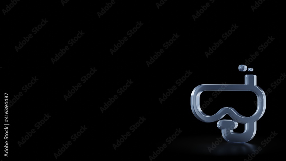 Poster 3d rendering frosted glass symbol of diving goggles isolated with reflection