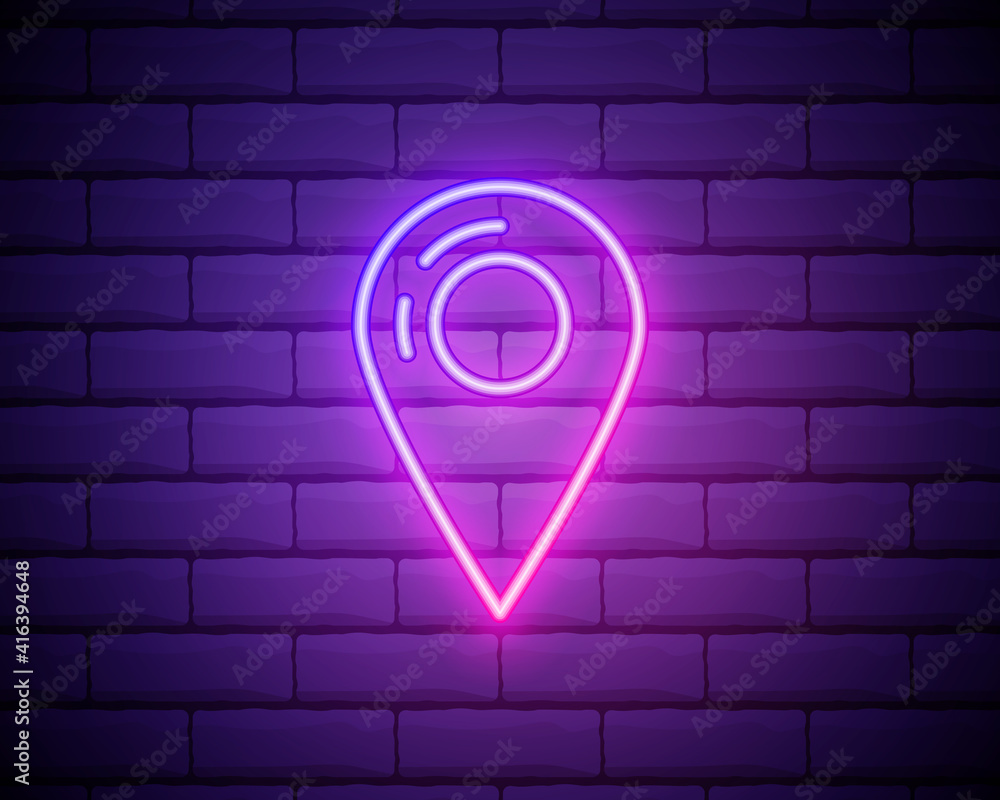 Poster pin neon style icon. simple thin line, outline vector of web icons for ui and ux, website or mobile 