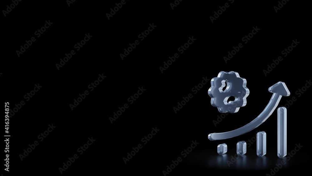 Poster 3d rendering frosted glass symbol of corona graph isolated with reflection
