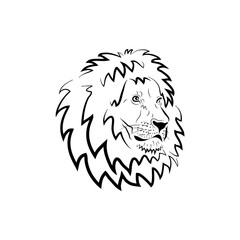 Sketch. Head of lion. Simplified.