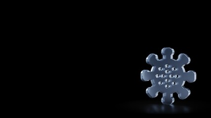 3d rendering frosted glass symbol of coronavirus isolated with reflection