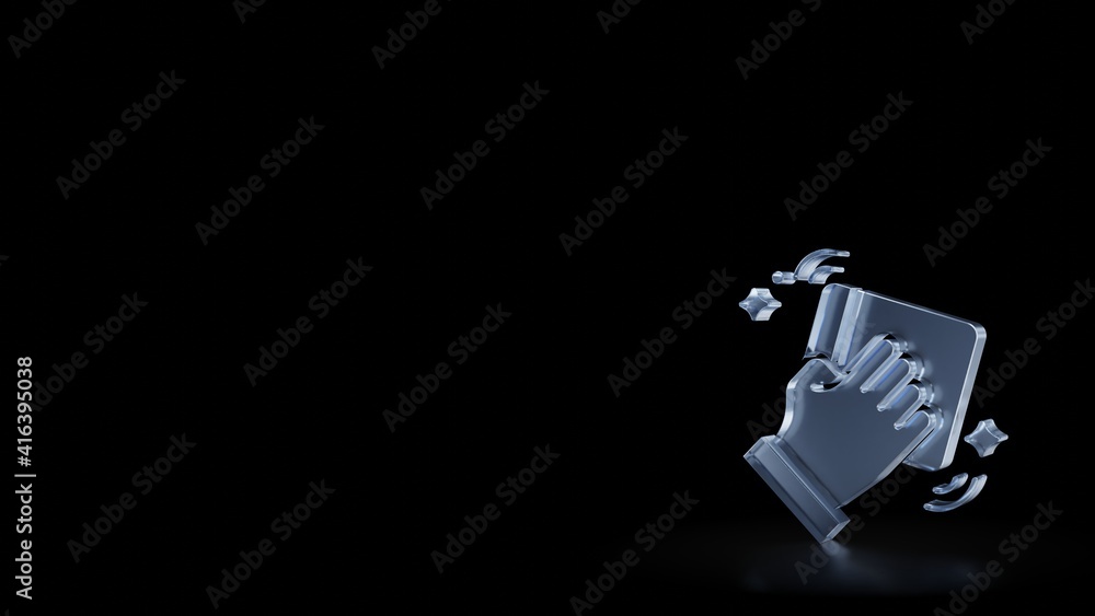 Poster 3d rendering frosted glass symbol of cleaning isolated with reflection