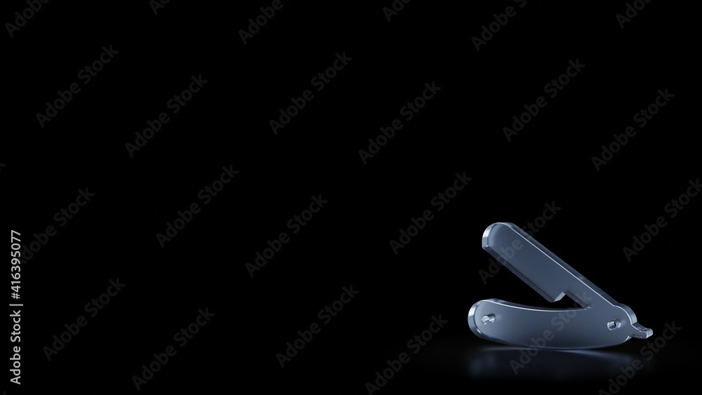 Poster 3d rendering frosted glass symbol of classic razor isolated with reflection