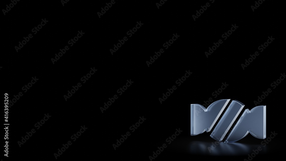 Poster 3d rendering frosted glass symbol of candy isolated with reflection