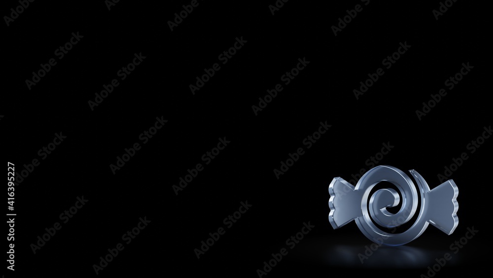 Poster 3d rendering frosted glass symbol of candy isolated with reflection