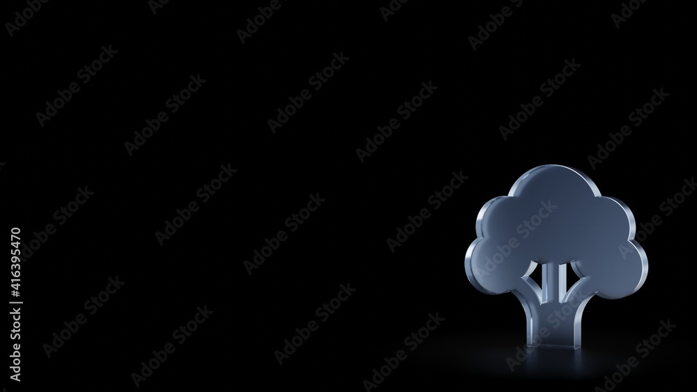 Poster 3d rendering frosted glass symbol of broccoli isolated with reflection