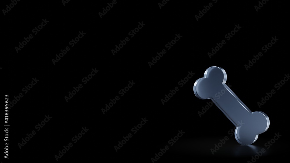 Poster 3d rendering frosted glass symbol of bone isolated with reflection