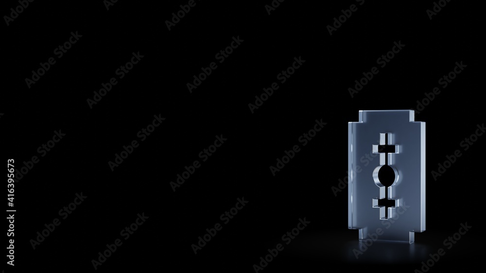 Poster 3d rendering frosted glass symbol of blade isolated with reflection