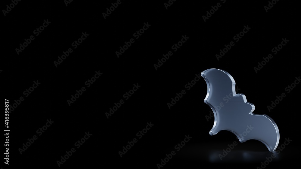 Poster 3d rendering frosted glass symbol of bat isolated with reflection