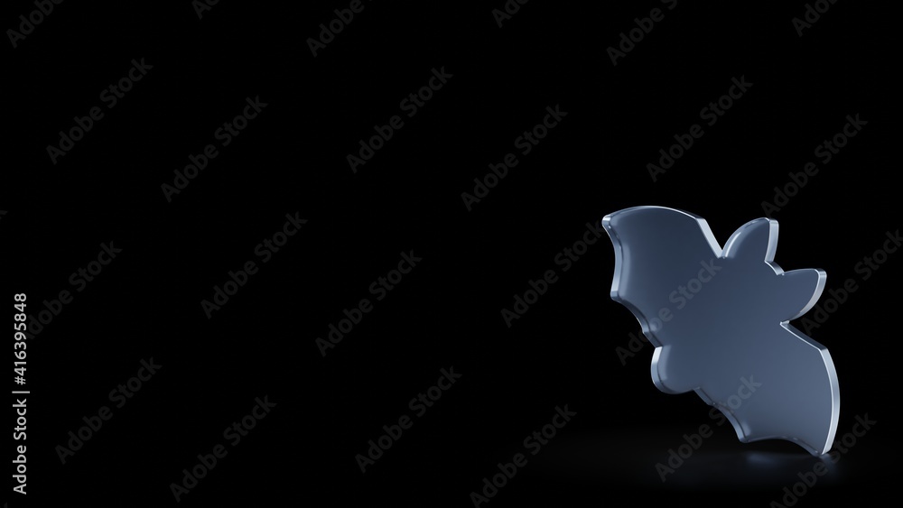 Poster 3d rendering frosted glass symbol of bat isolated with reflection