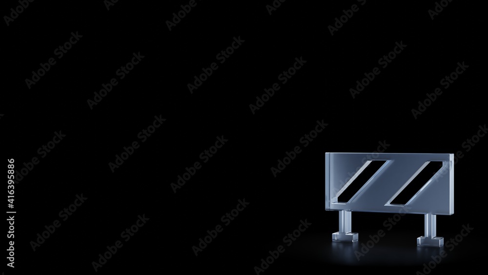 Poster 3d rendering frosted glass symbol of barrier isolated with reflection