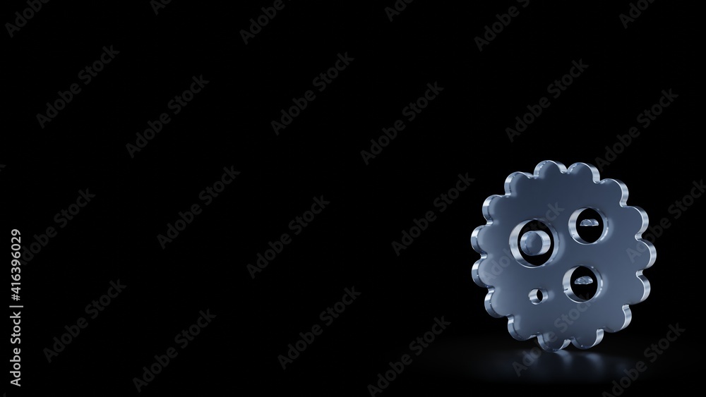 Poster 3d rendering frosted glass symbol of bacterium isolated with reflection