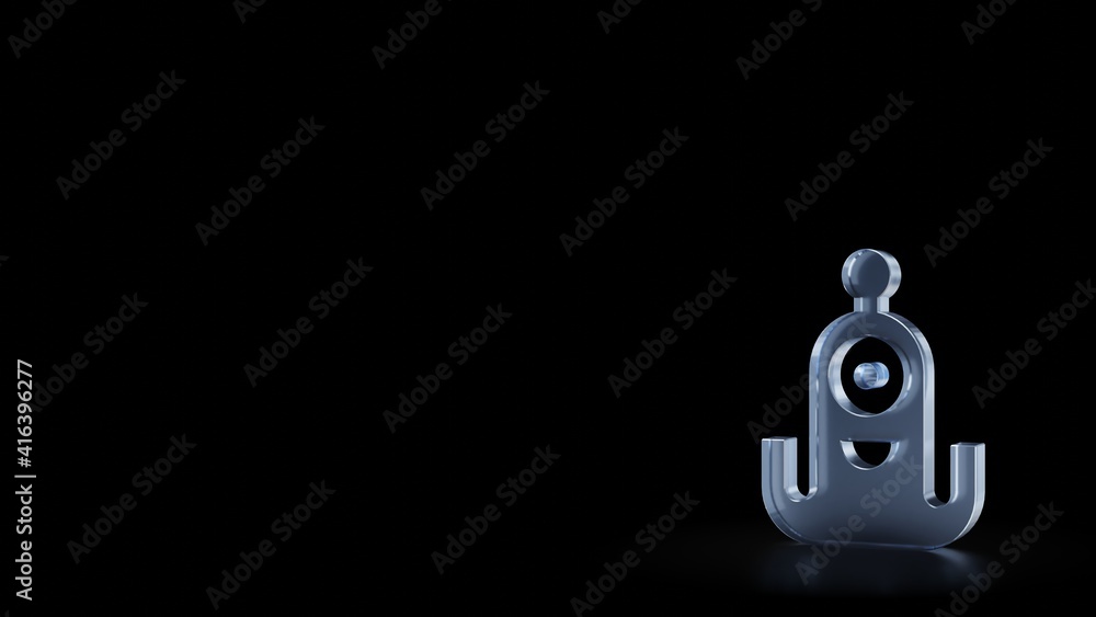 Poster 3d rendering frosted glass symbol of alien isolated with reflection