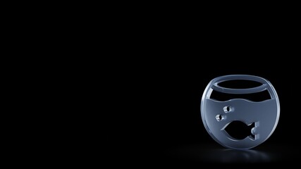 3d rendering frosted glass symbol of aquarium isolated with reflection
