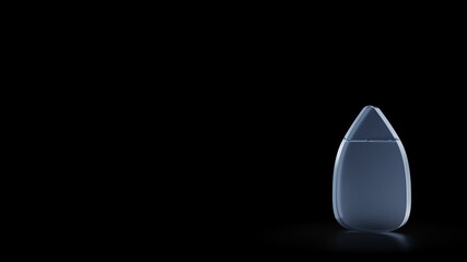 3d rendering frosted glass symbol of almond isolated with reflection